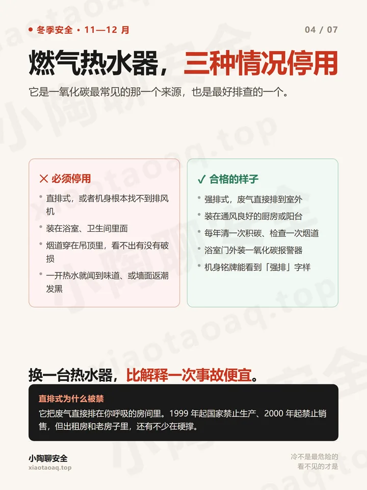 燃气热水器三种情况停用